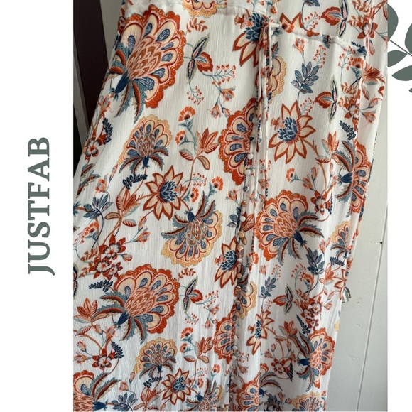 JUSTFAB Boho Floral Maxi Dress Cream Orange Lined Flutter Sleeve – Size XXL - Picture 5 of 10